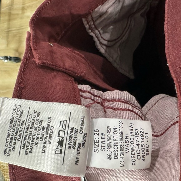 Hudson Noa High Rise Straight Crop Jeans Rosewood Red Wine Size 29 NWT - Picture 11 of 12